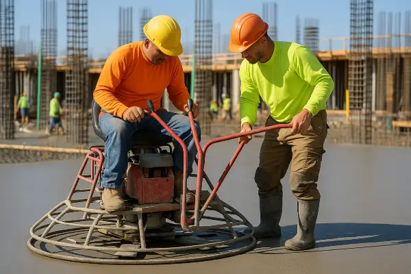 2 men using a machine to finish a concrete slab foundation from Phoenix Concrete Contractor in Anthem, AZ - Anthem AZ
