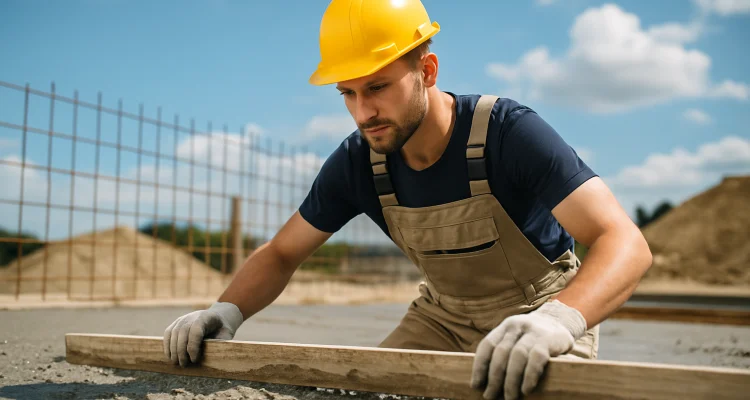 a male concrete worker spreading fresh cement on rebared ground from Phoenix Concrete Contractor in Phoenix, AZ - concrete contractor near me