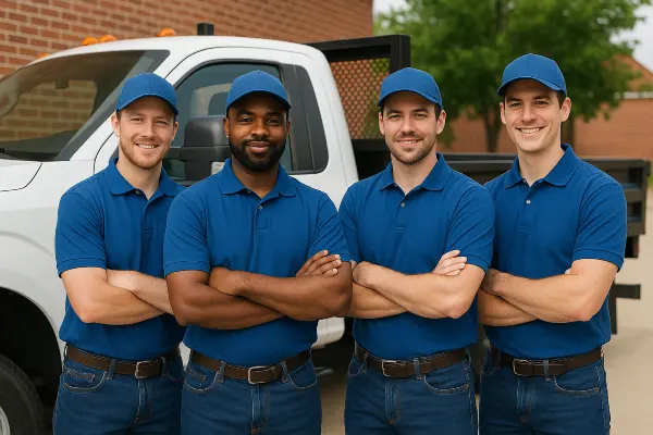 4 workers in uniform similing at the camera from Phoenix Concrete Contractor in Phoenix, AZ - concrete driveway replacement