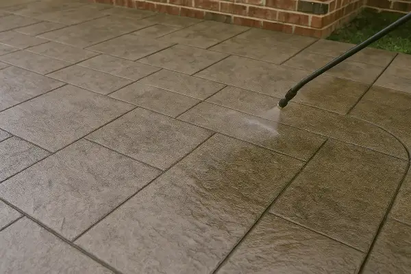 a stamped concrete being sprayed from Phoenix Concrete Contractor in Phoenix, AZ - concrete slab foundation