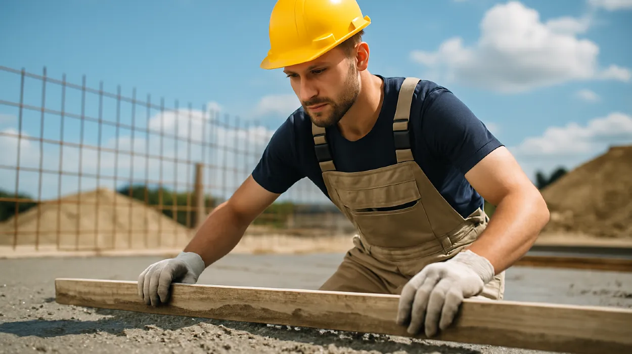 a male concrete worker spreading fresh cement on rebared ground from Phoenix Concrete Contractor in Phoenix, AZ - concrete slabs for sheds