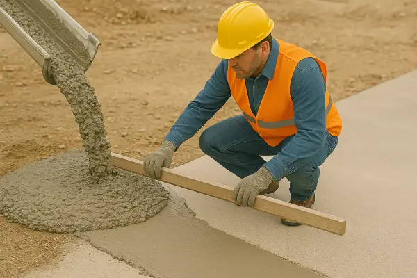 a male concrete worker adding cement to a walkway from Phoenix Concrete Contractor in Phoenix, AZ - concrete slabs for sheds