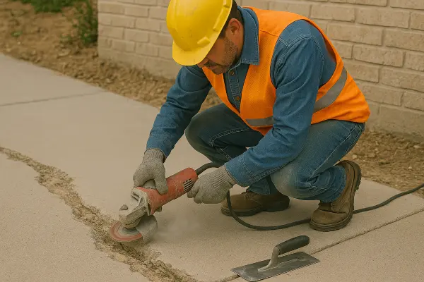 a male worker repairing a sidewalk from Phoenix Concrete Contractor in Phoenix, AZ - Phoenix concrete company